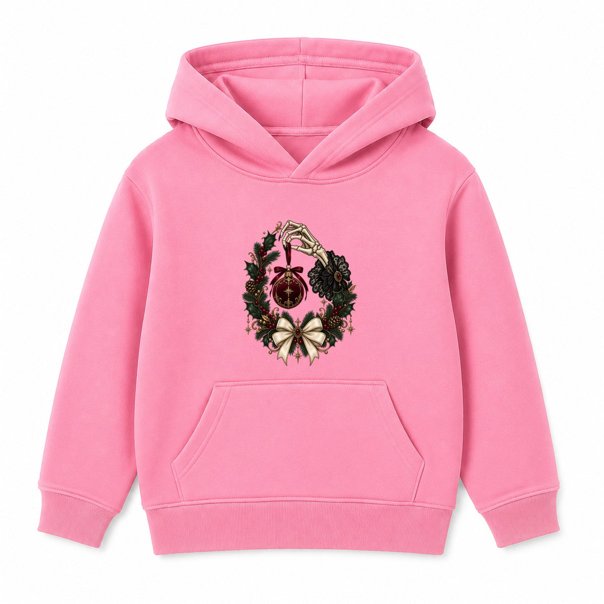 Skeleton Hand Bauble adult Christmas hoodie - Pink