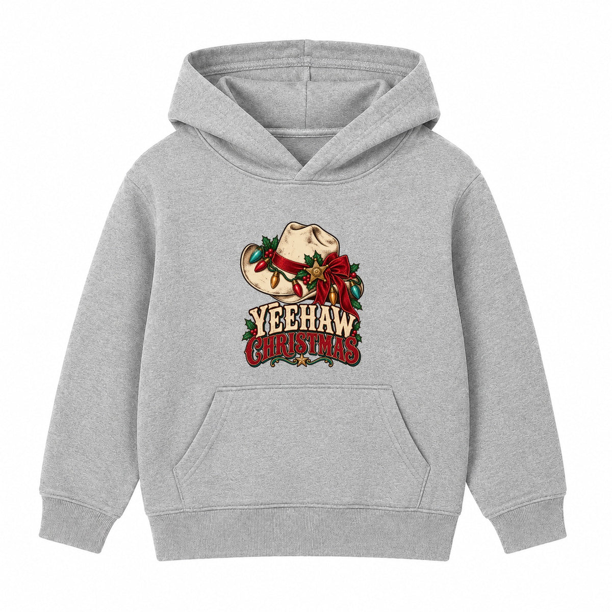 Yeehaw Christmas adult Christmas hoodie - Heather Grey