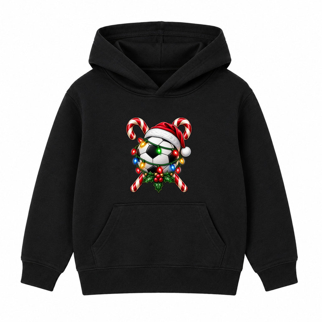 Santa Hat Football kids Christmas hoodie - Black
