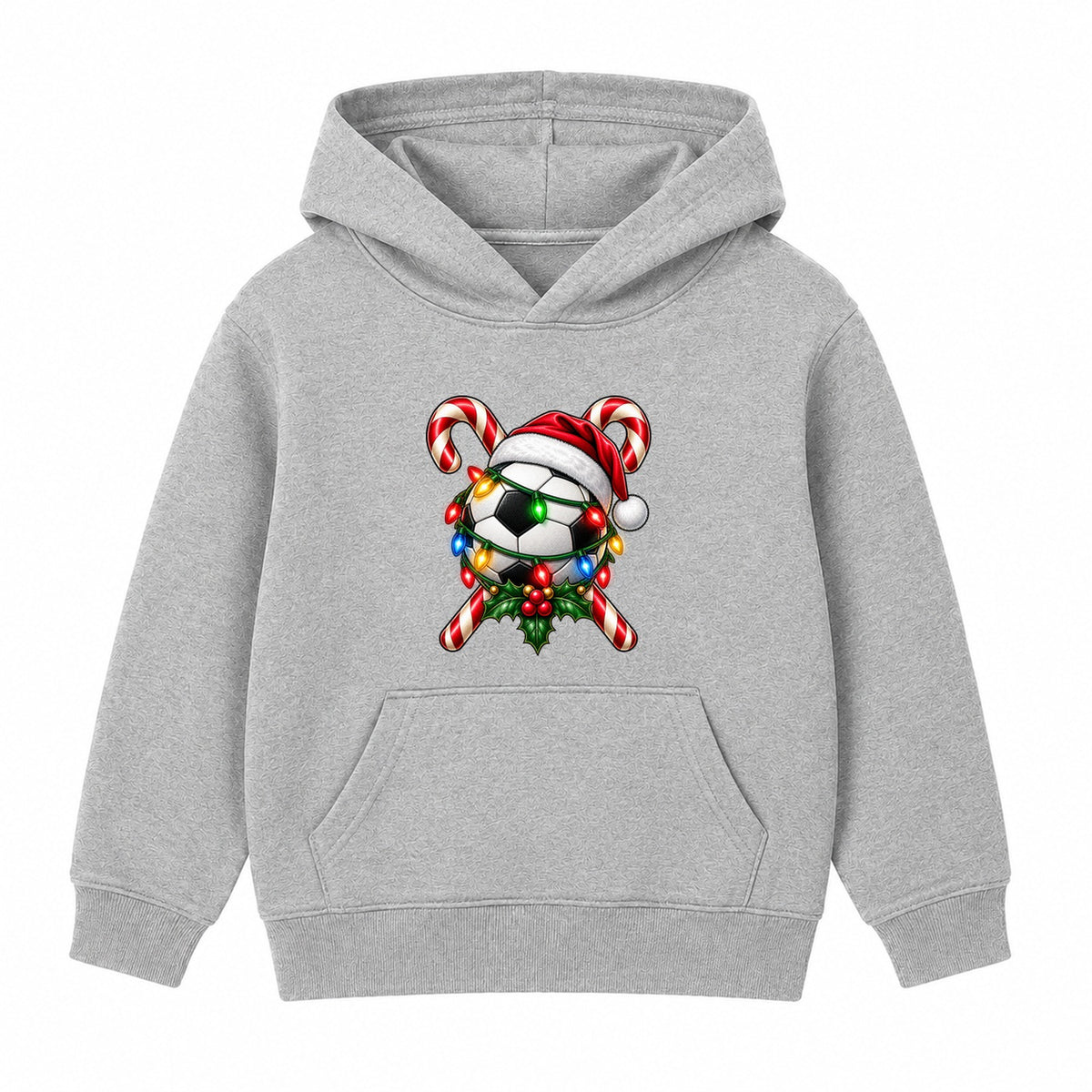 Santa Hat Football kids Christmas hoodie - Heather Grey