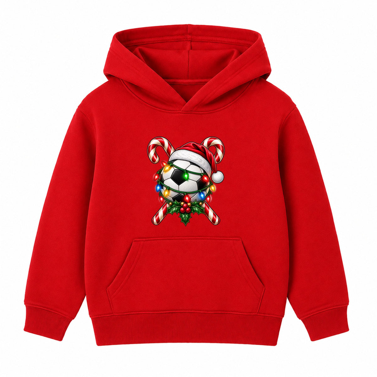 Santa Hat Football kids Christmas hoodie - Red