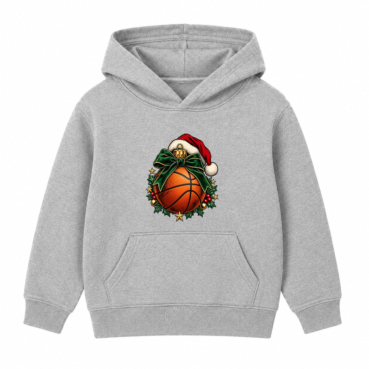 Basketball Bauble adult Christmas hoodie - Heather Grey