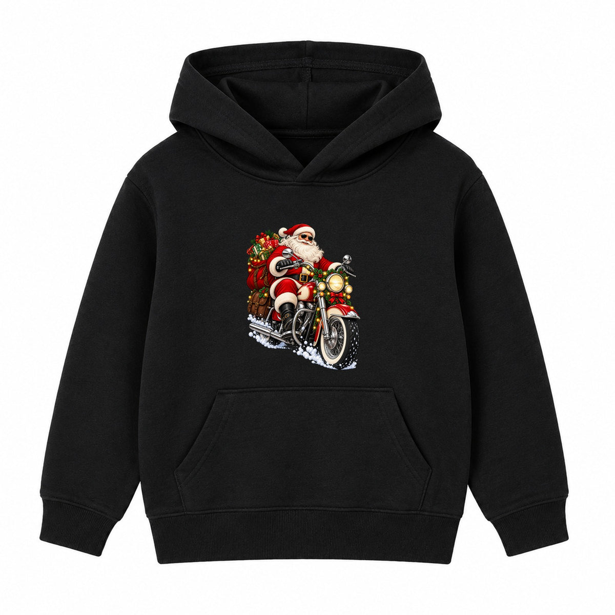 Biker Santa adult Christmas hoodie - Black