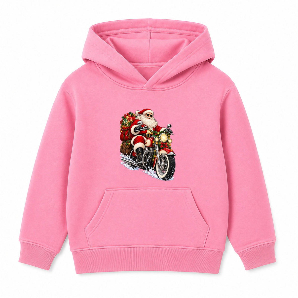Biker Santa adult Christmas hoodie - Pink