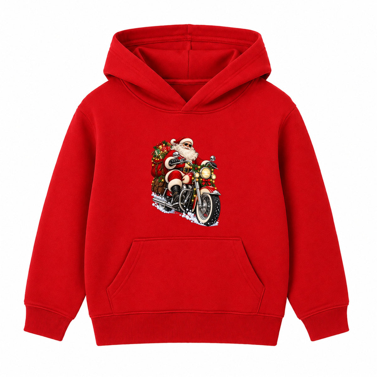 Biker Santa adult Christmas hoodie - Red