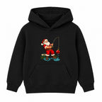 Fishing Santa adult Christmas hoodie - Black