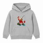 Fishing Santa adult Christmas hoodie - Heather Grey