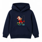 Fishing Santa adult Christmas hoodie - Navy