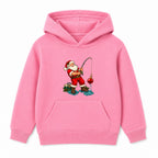 Fishing Santa adult Christmas hoodie - Pink