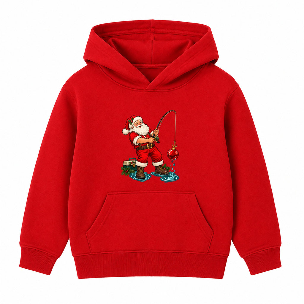 Fishing Santa adult Christmas hoodie - Red