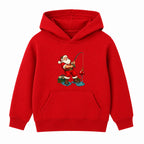 Fishing Santa adult Christmas hoodie - Red