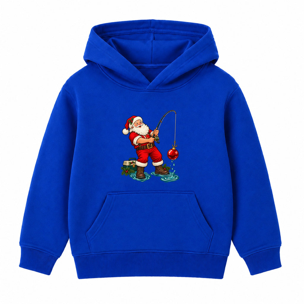 Fishing Santa adult Christmas hoodie - Royal Blue