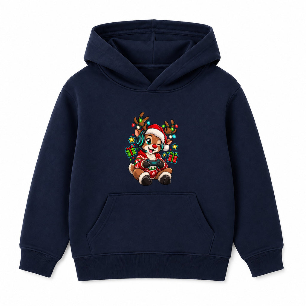 Gamer Reindeer kids Christmas hoodie - Navy