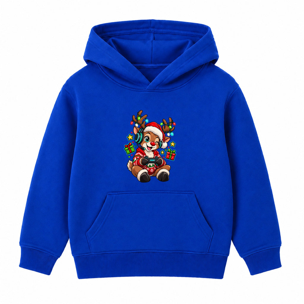Gamer Reindeer kids Christmas hoodie - Royal Blue
