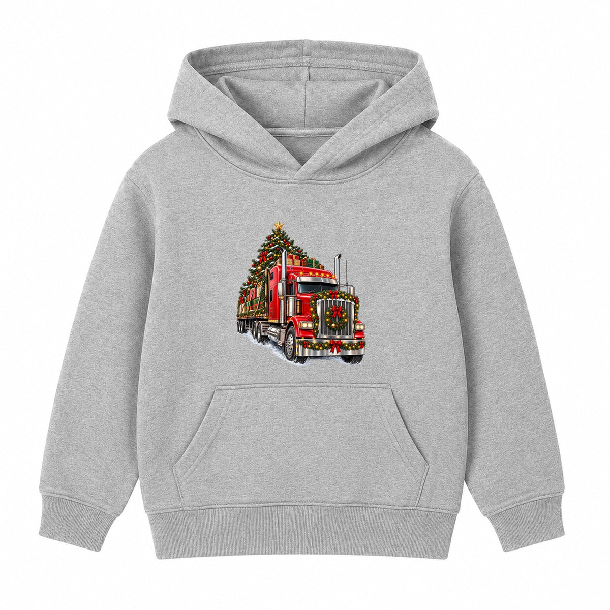 Christmas Big Rig adult Christmas hoodie - Heather Grey