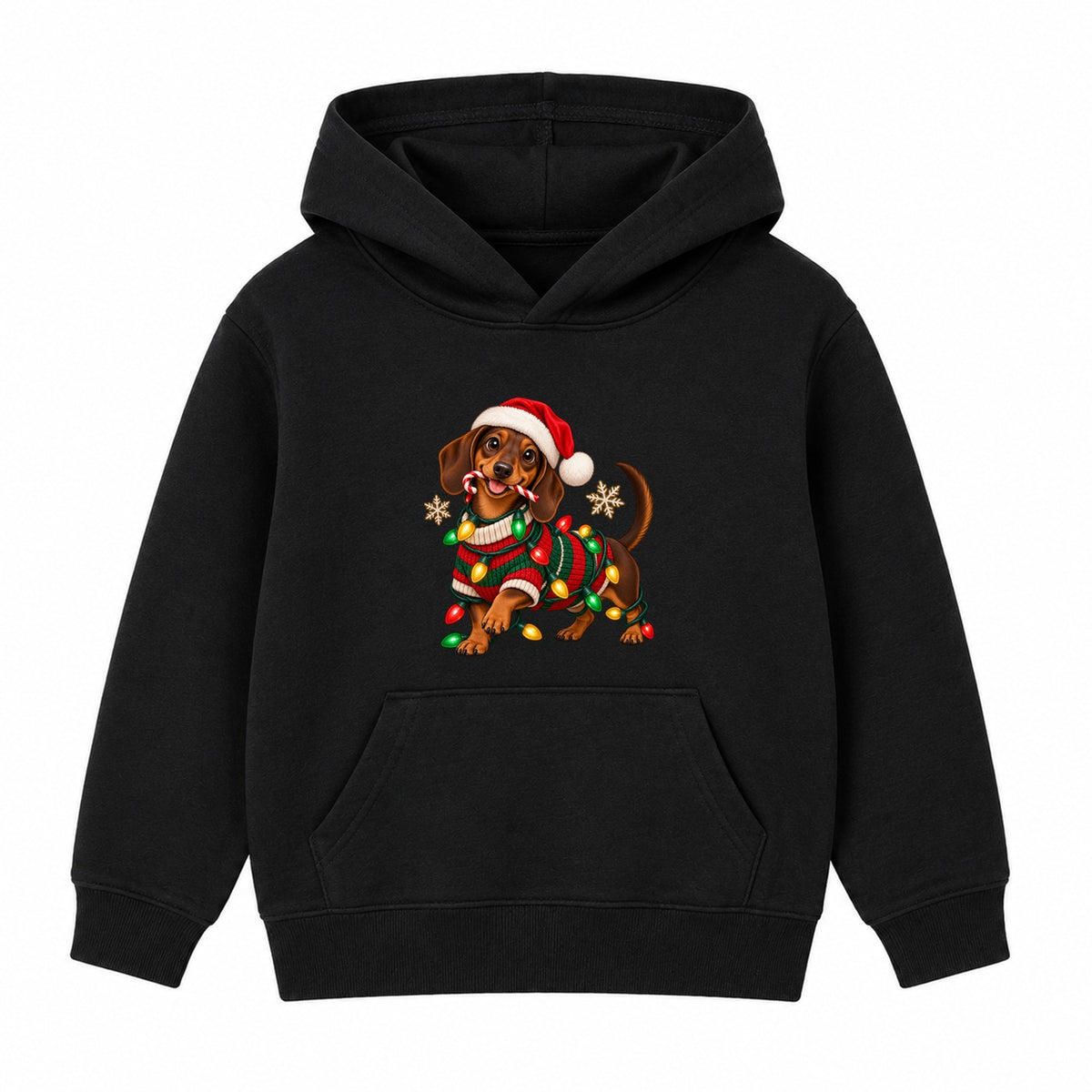 Christmas Dachshund adult Christmas hoodie - Black