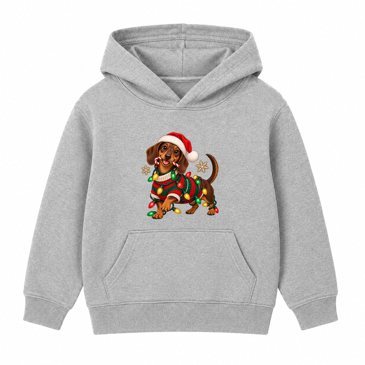 Christmas Dachshund adult Christmas hoodie - Heather Grey