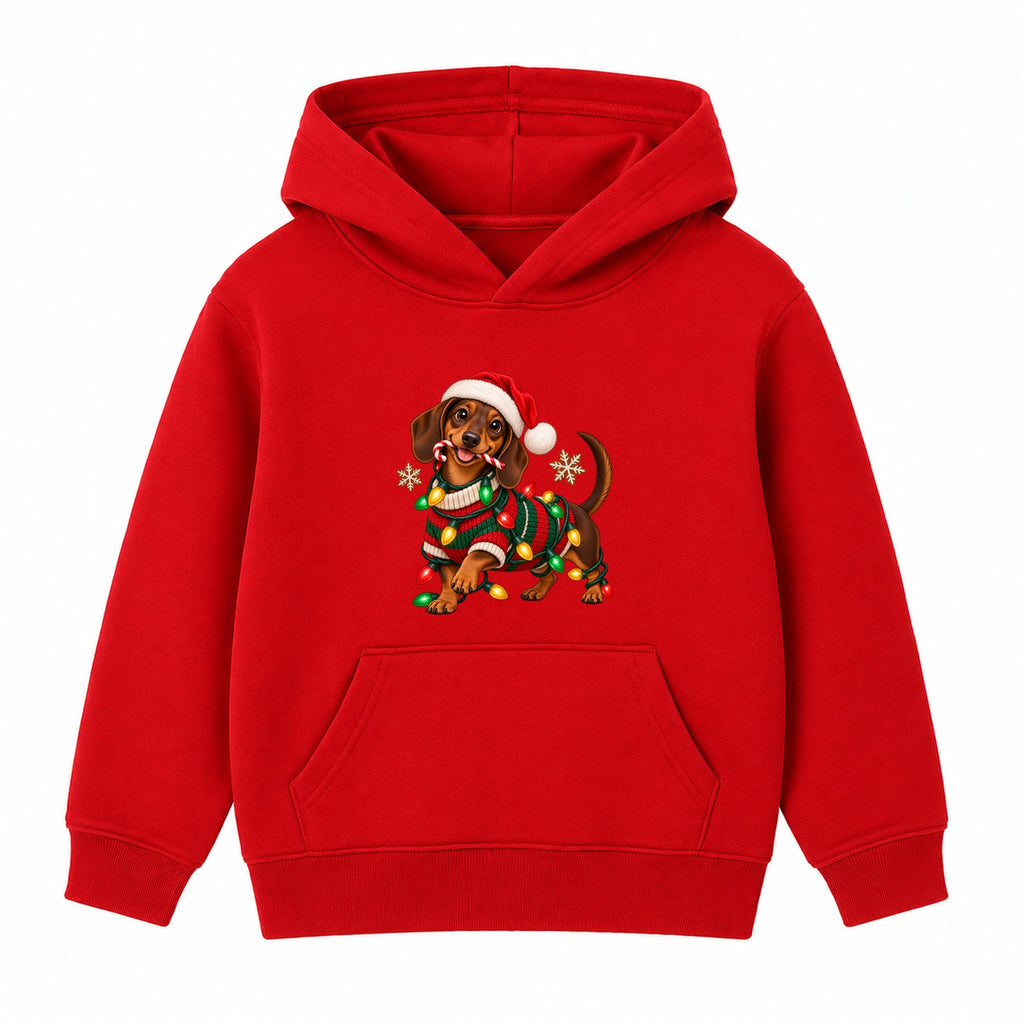 Christmas Dachshund adult Christmas hoodie - Red