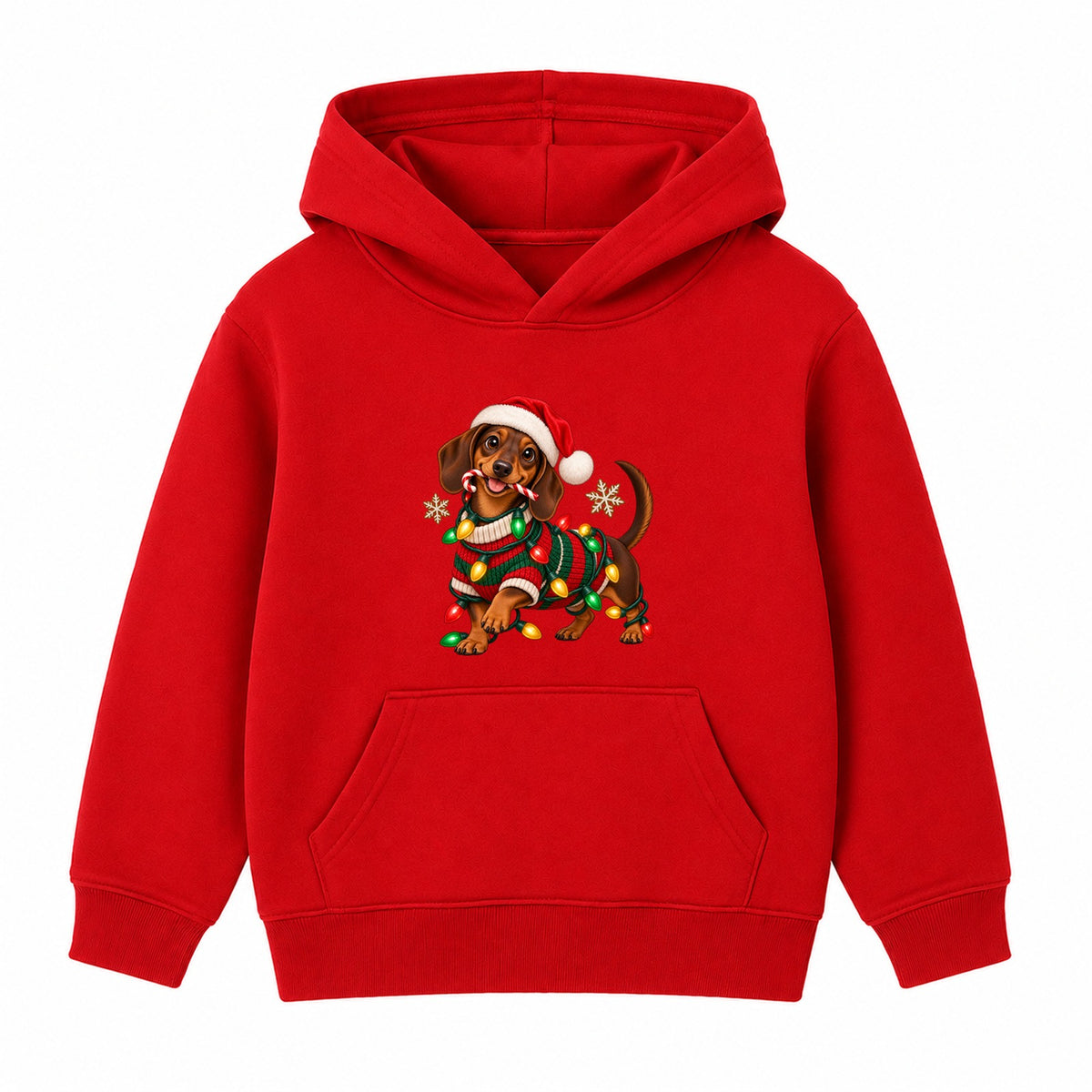 Christmas Dachshund adult Christmas hoodie - Red