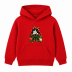 Tuxedo Cat Gift adult Christmas hoodie - Red