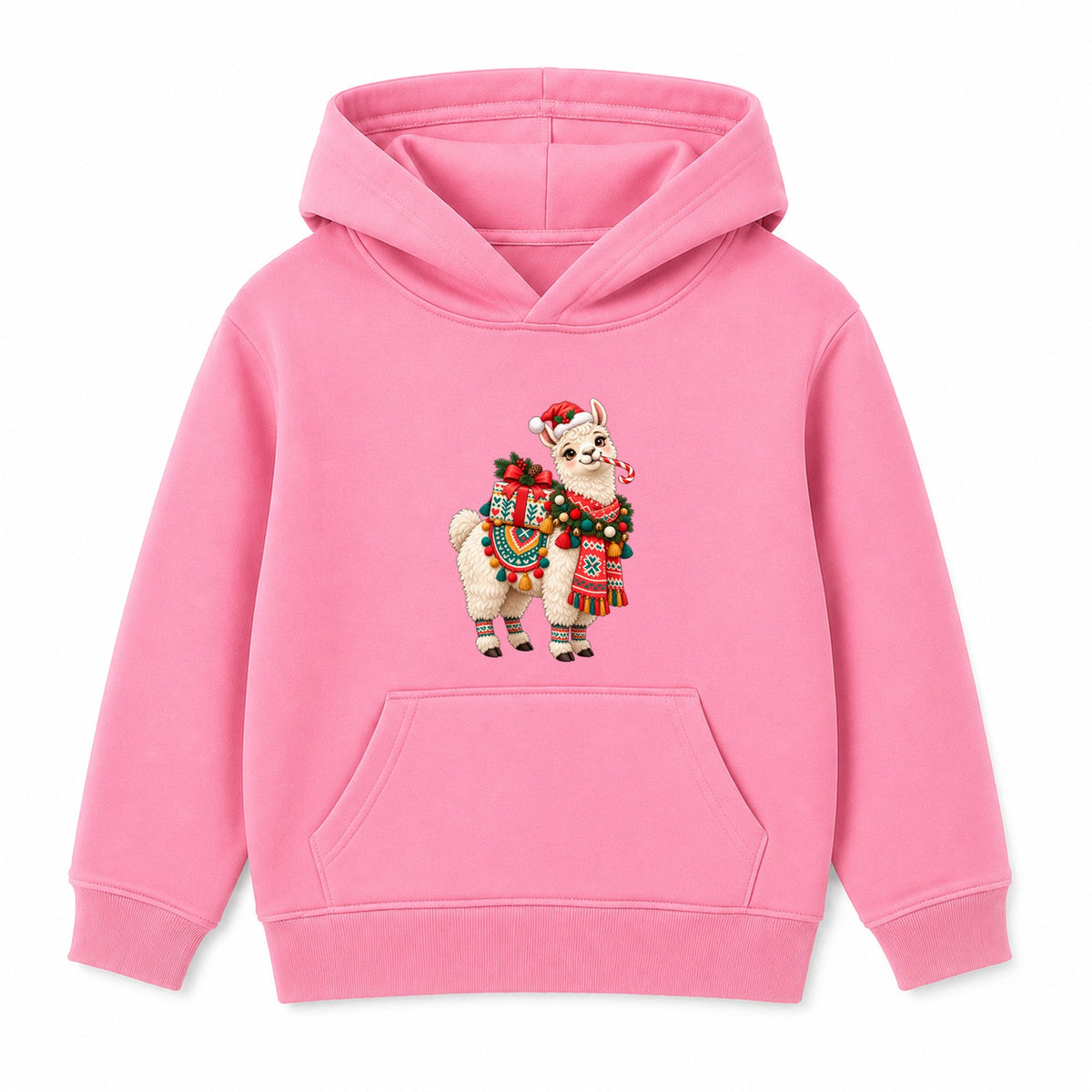 Festive Llama kids Christmas hoodie - Pink