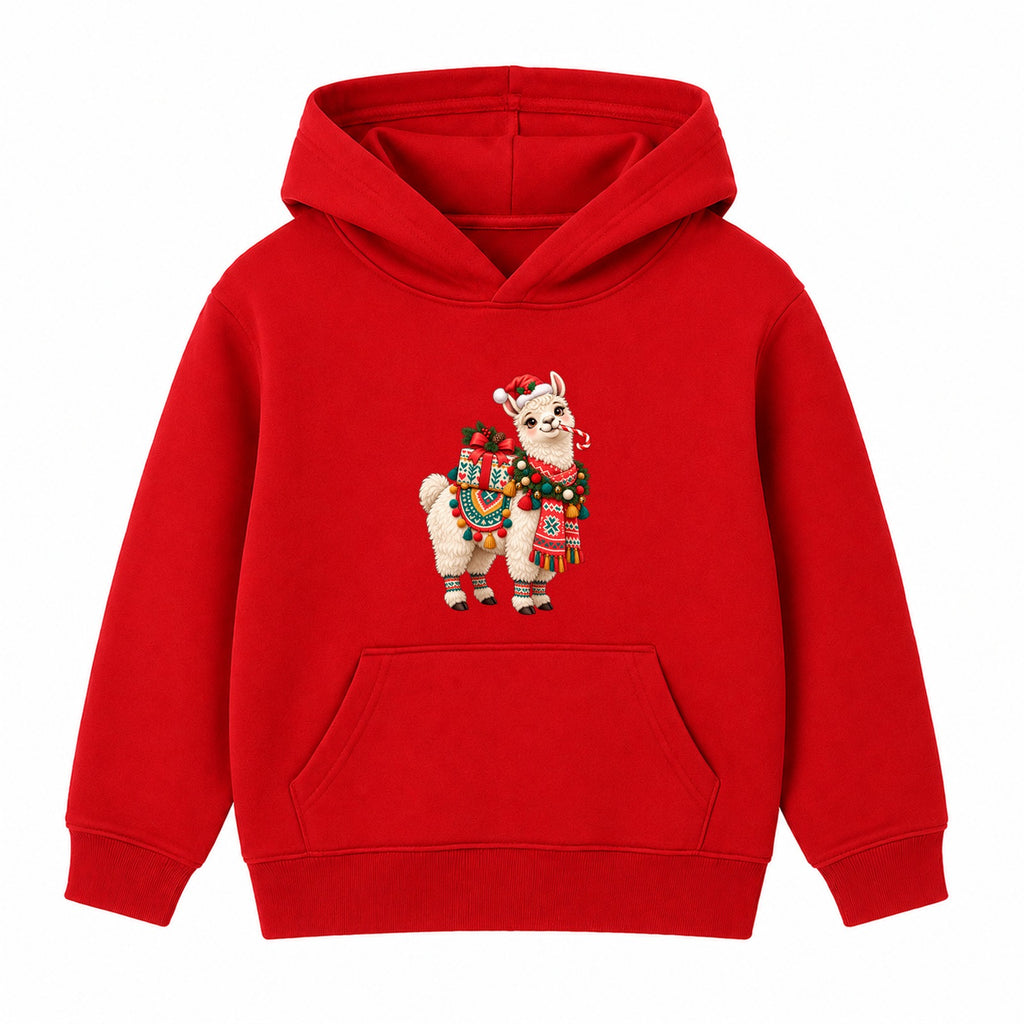 Festive Llama kids Christmas hoodie - Red
