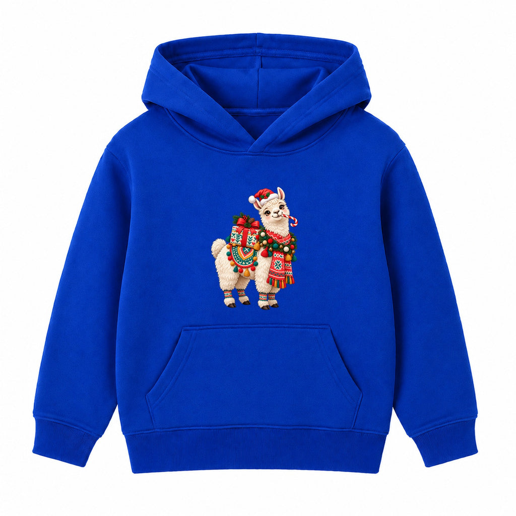 Festive Llama kids Christmas hoodie - Royal Blue