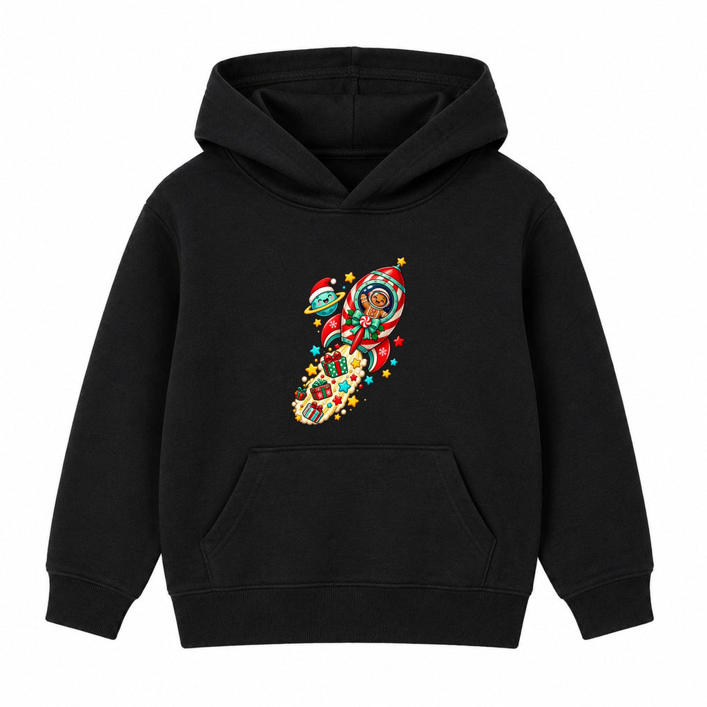 Gingerbread Rocket kids Christmas hoodie - Black
