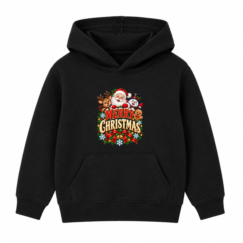Merry Christmas kids Christmas hoodie - Black