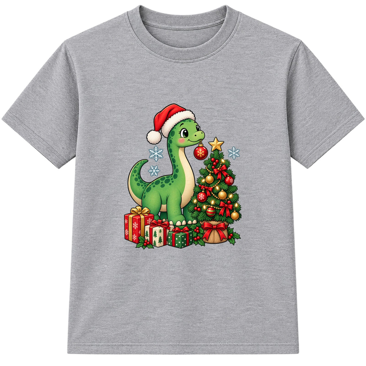 Dino Decorator kids Christmas t-shirt - Heather Grey