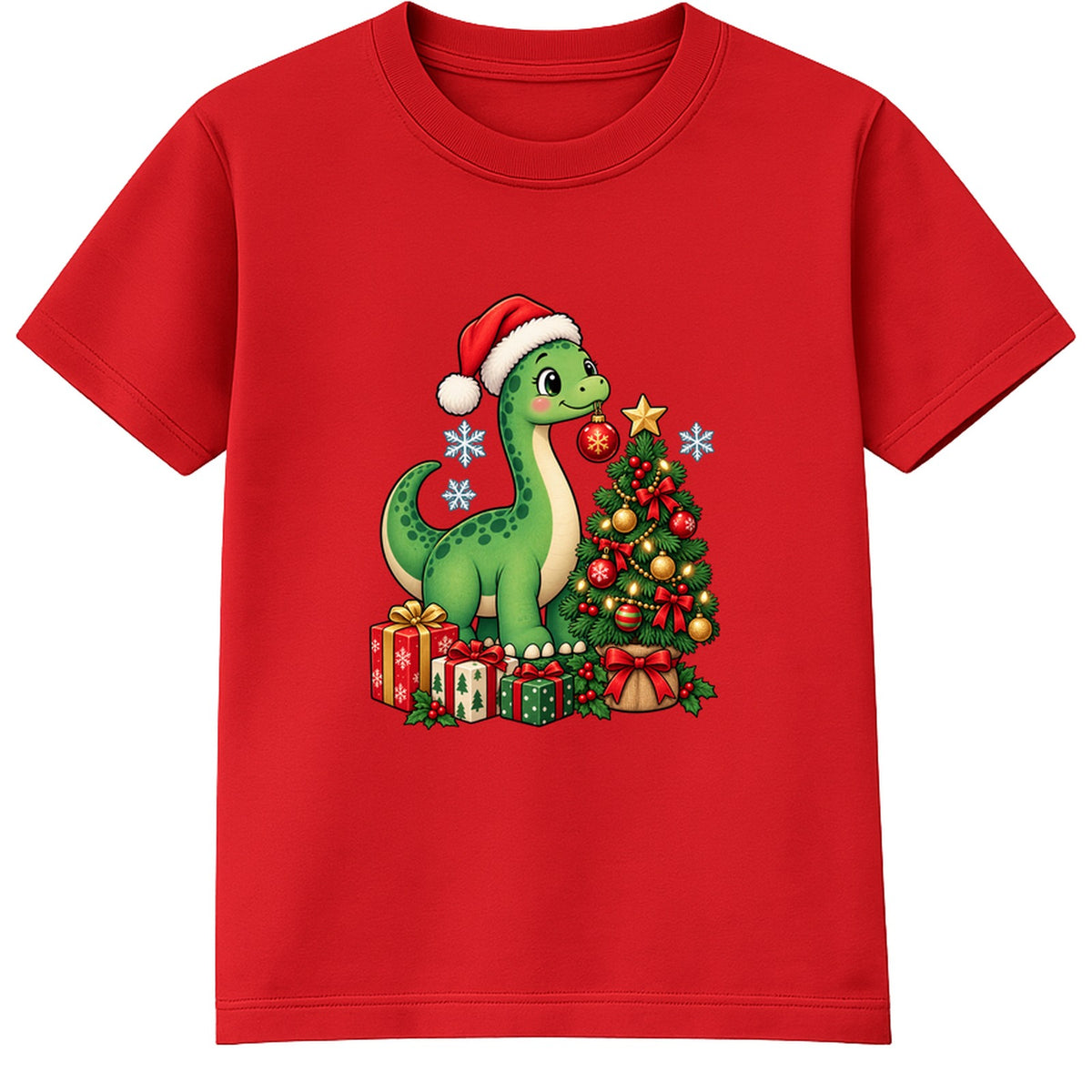 Dino Decorator kids Christmas t-shirt - Red