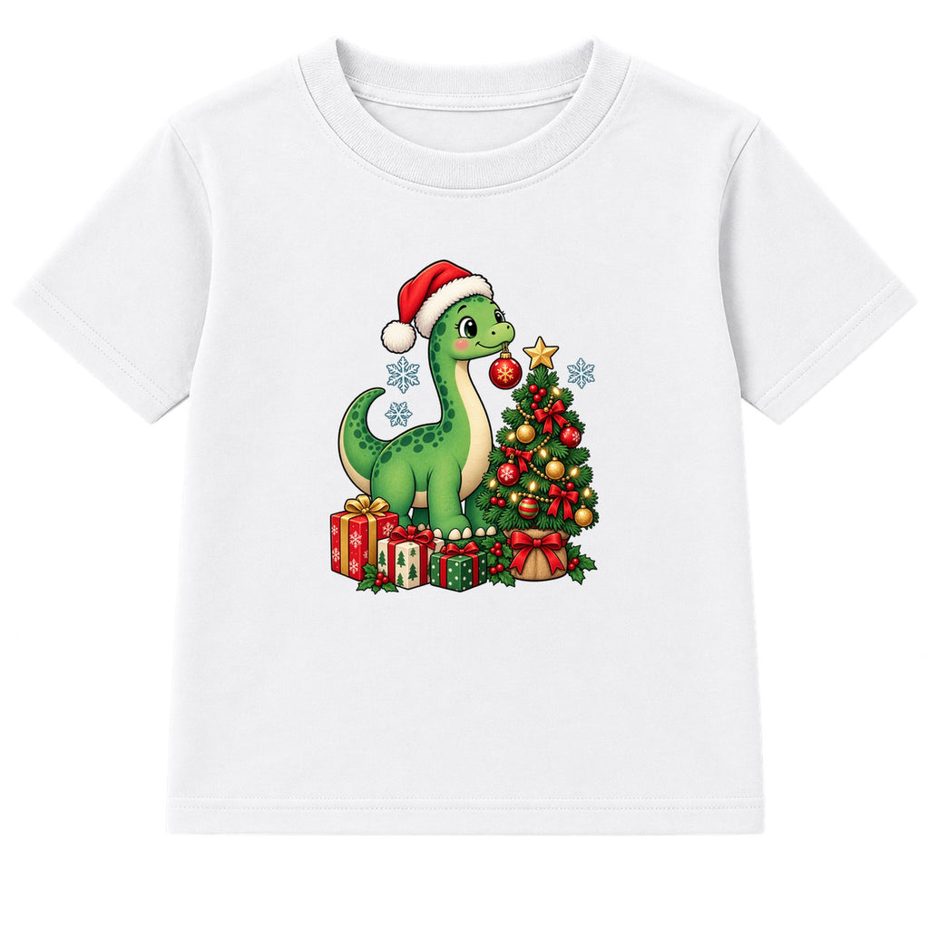 Dino Decorator kids Christmas t-shirt - White