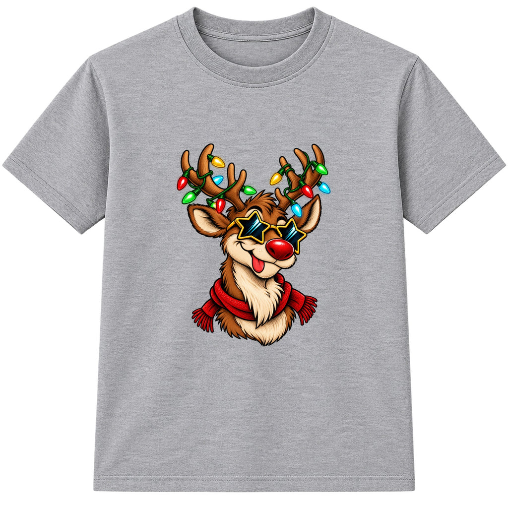 Star Shades Reindeer kids Christmas t-shirt - Heather Grey