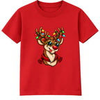 Star Shades Reindeer kids Christmas t-shirt - Red