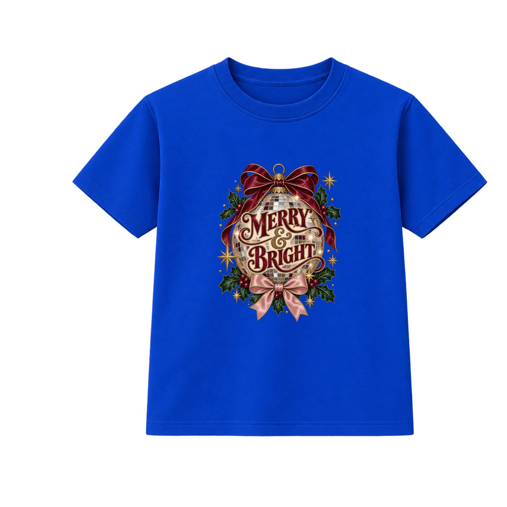Merry & Bright Disco Bauble adult Christmas t-shirt - Blue