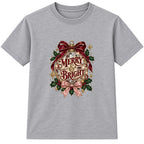 Merry & Bright Disco Bauble adult Christmas t-shirt - Heather Grey