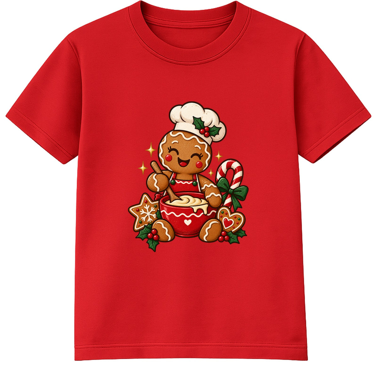 Gingerbread Baker kids Christmas t-shirt - Red