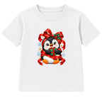Gift Wrapped Penguin kids Christmas t-shirt - White