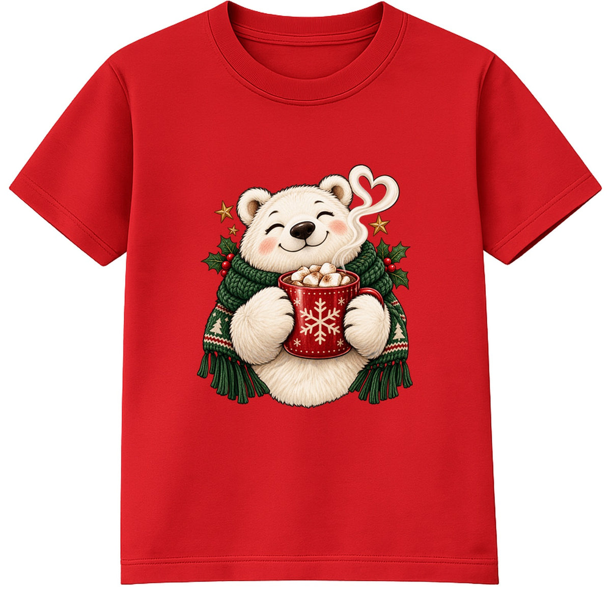 Cocoa Polar Bear kids Christmas t-shirt - Red