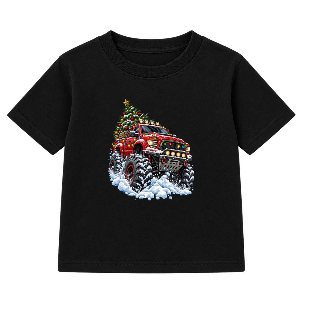Christmas Monster Truck adult Christmas t-shirt - Black