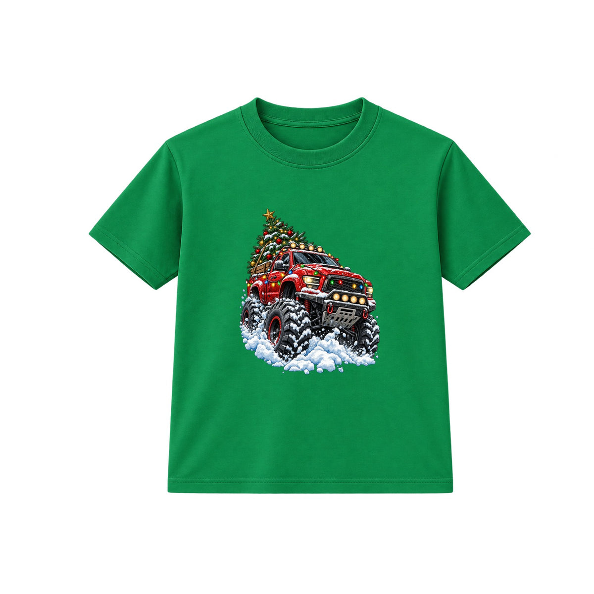 Christmas Monster Truck adult Christmas t-shirt - Green