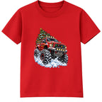 Christmas Monster Truck adult Christmas t-shirt - Red