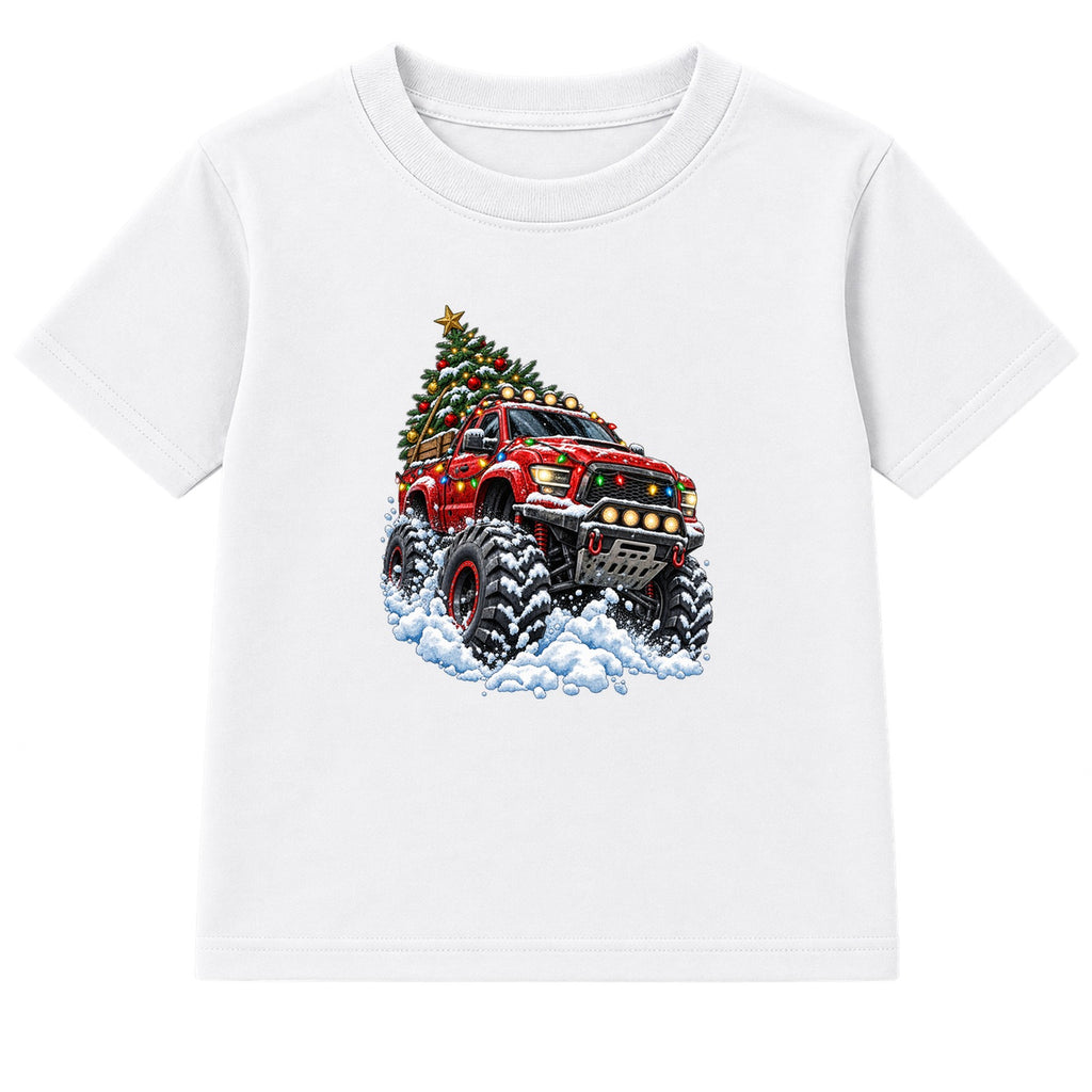 Christmas Monster Truck adult Christmas t-shirt - White