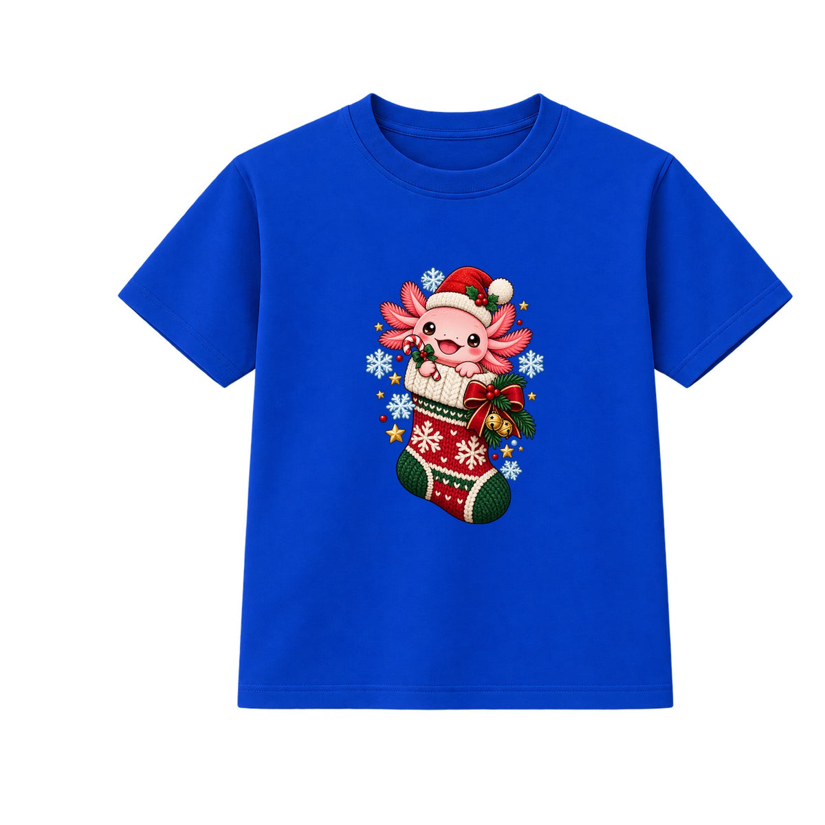 Axolotl Stocking kids Christmas t-shirt - Blue