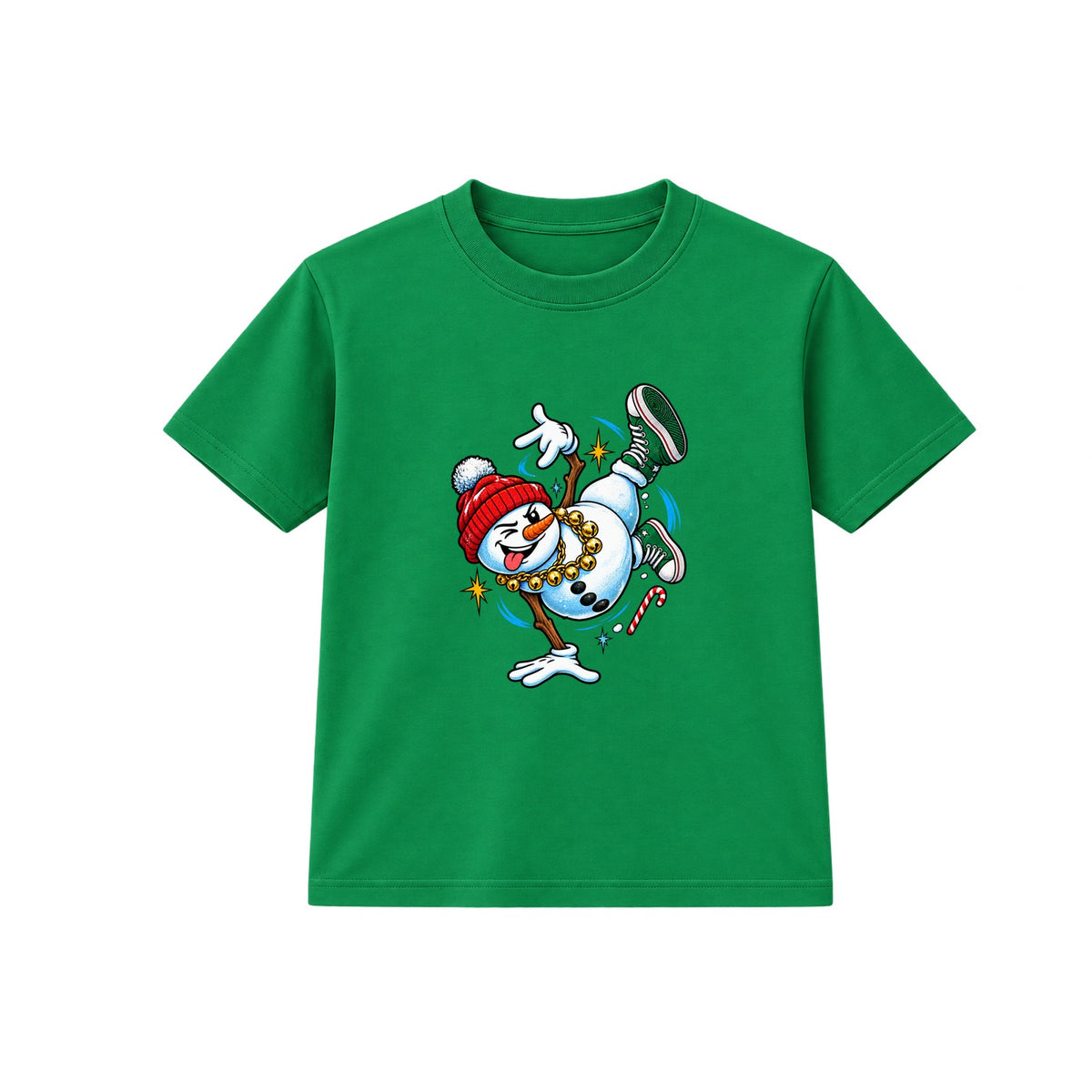 Breakdancing Snowman adult Christmas t-shirt - Green