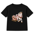 Unicorn Sleigh kids Christmas t-shirt - Black
