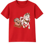 Unicorn Sleigh kids Christmas t-shirt - Red