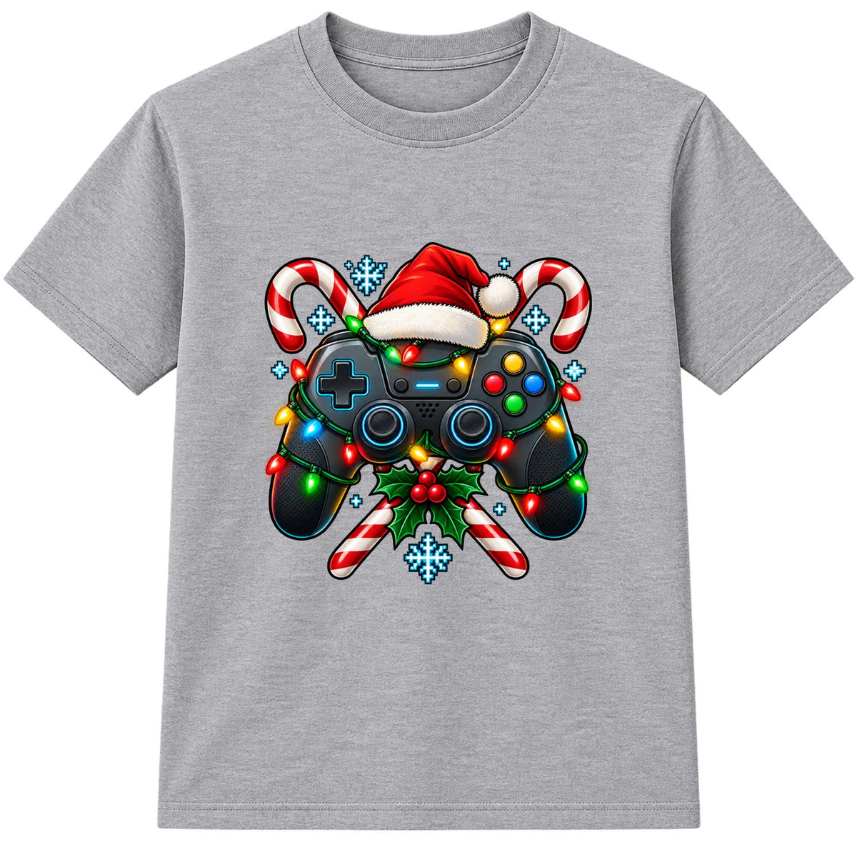 Christmas Game Controller adult Christmas t-shirt - Heather Grey