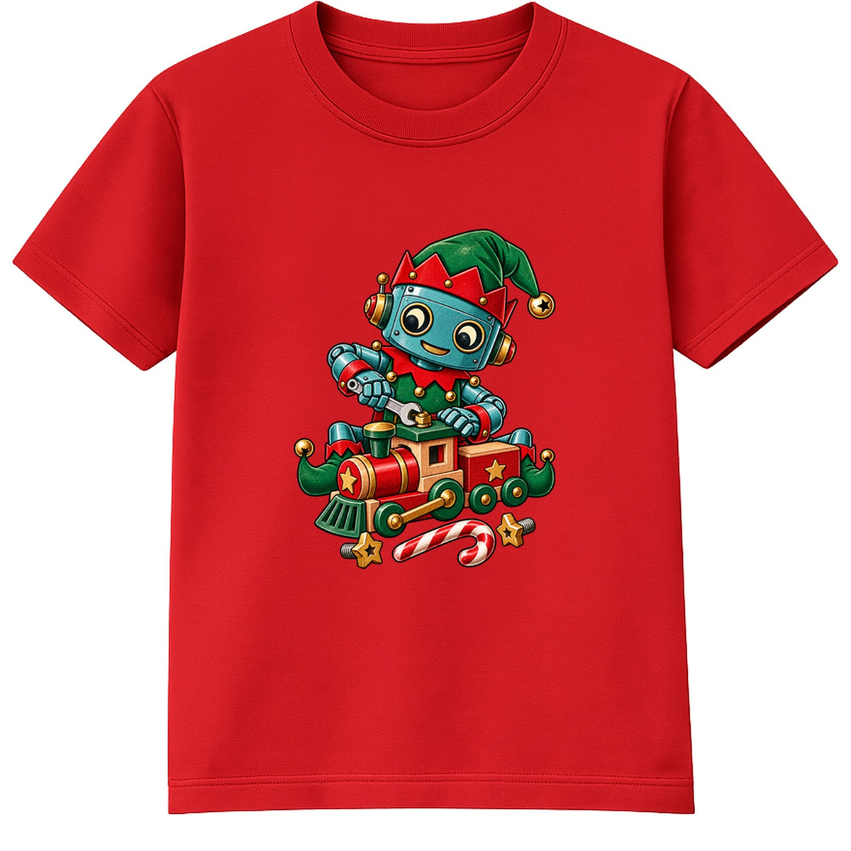 Robot Elf kids Christmas t-shirt - Red