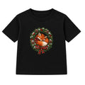 Sleeping Fox Wreath adult Christmas t-shirt - Black
